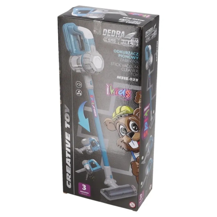 Dedra Kids M315.023 – zabawkowy odkurzacz pionowy z funkcją ssania i dźwiękiem silnika